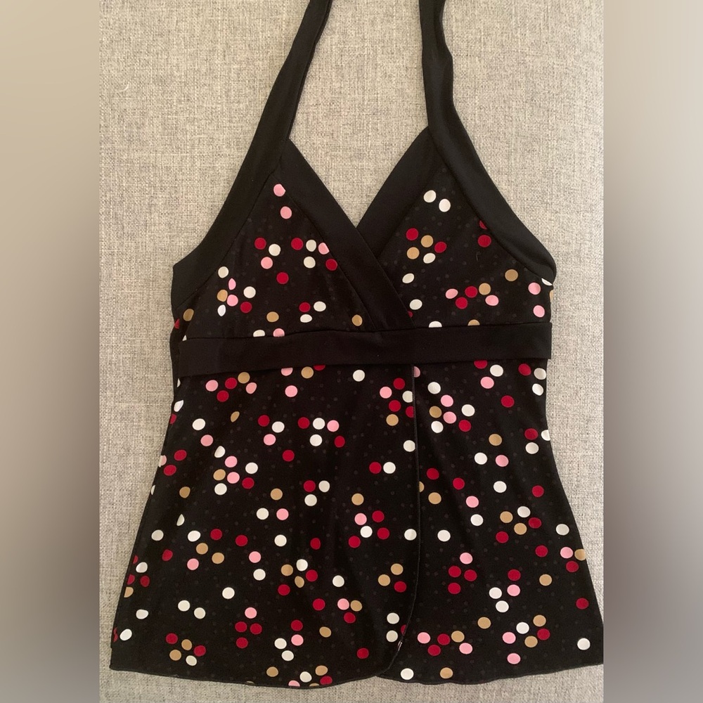 Amy Byer Black Polka Dot Halter Top